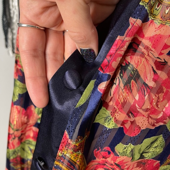 VICTORIA’ S SECRET Blue Multicolored Floral Vintage Gold Label Sleep Shirt Sz LG - Picture 4 of 7